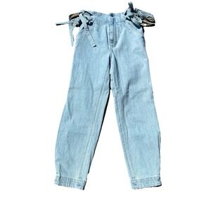 Something Navy‎ SZ 0/26x27 Sydney Barrel Leg Crop Jeans Side Ties High-Rise